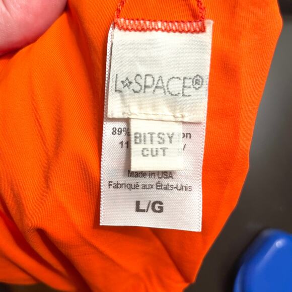 L*SPACE Pointelle Rib Court Bikini Bottom In Poppy Orange Size Large New - Picture 12 of 12